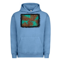 Pigment Pebble Blue western leopard turquoise glitter tooled leather Urban Hoodie - FaDigitalArtStudio