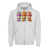 Dove Grey Hallothanksmas coffee cups Zipper Hoodie - NancyCooperArtShop