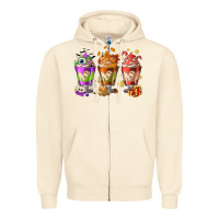 Sandshell Hallothanksmas coffee cups Zipper Hoodie - NancyCooperArtShop