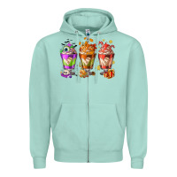 Seafoam Hallothanksmas coffee cups Zipper Hoodie - NancyCooperArtShop