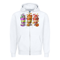 White Hallothanksmas coffee cups Zipper Hoodie - NancyCooperArtShop