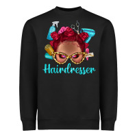Black Afro Bantu Knots Red Hairdresser With Leopard Glasses Bbs Heavyweight Sweatshirt - BundleAndBundleShop