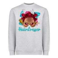 Heather Grey Afro Bantu Knots Red Hairdresser With Leopard Glasses Bbs Heavyweight Sweatshirt - BundleAndBundleShop