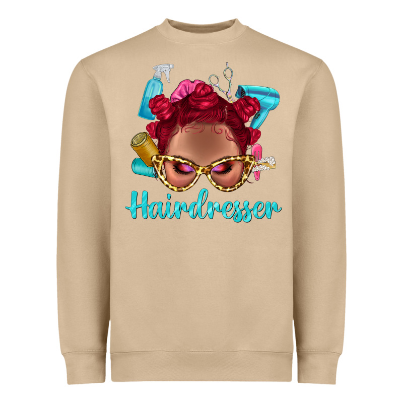 Afro Bantu Knots Red Hairdresser With Leopard Glasses Bbs Heavyweight Sweatshirt by BundleAndBundleShop | Teevron