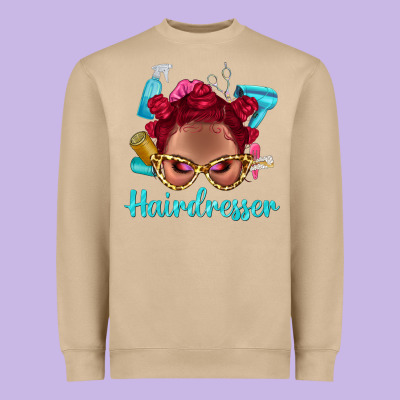 Afro Bantu Knots Red Hairdresser With Leopard Glasses Bbs Heavyweight Sweatshirt Designed By Bundleandbundleshop