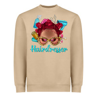 Mushroom Afro Bantu Knots Red Hairdresser With Leopard Glasses Bbs Heavyweight Sweatshirt - BundleAndBundleShop