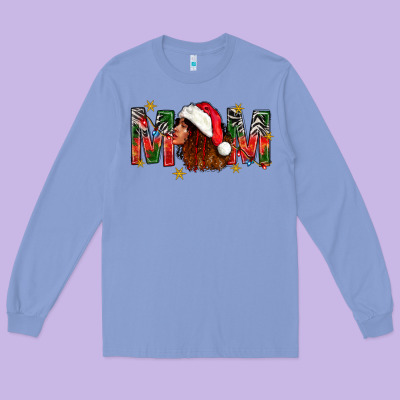 Western Mom With Woman In Santa Hat Long Sleeve Tee Designed By Bundleandbundleshop