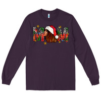 Plum Western Mom With Woman In Santa Hat Long Sleeve Tee - BundleAndBundleShop