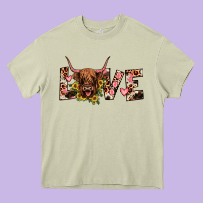 Highland Cow Love Heavy Core Tee Designed By Jahusdesignshop