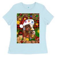 Baby Blue Christmas horse Ladies Tee - Artiststas