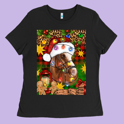 Christmas Horse Ladies Tee Designed By Artiststas