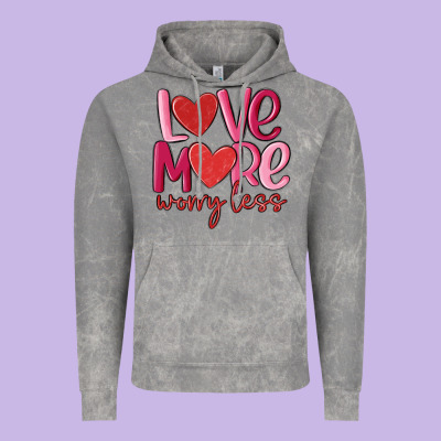 Love More Worry Less Vintage Hoodie Designed By Maliassmallbusiness