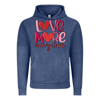 Vintage Denim love more worry less Vintage Hoodie - MaliasSmallBusiness