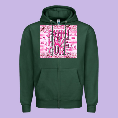 Faith Hope Cure Cancer Zipper Hoodie Designed By Nancycooperartshop