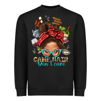 Black Camp Hair Dont Care Messy Bun Bbs Heavyweight Sweatshirt - BundleAndBundleShop