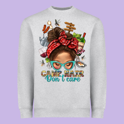 Camp Hair Dont Care Messy Bun Bbs Heavyweight Sweatshirt Designed By Bundleandbundleshop