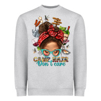 Heather Grey Camp Hair Dont Care Messy Bun Bbs Heavyweight Sweatshirt - BundleAndBundleShop