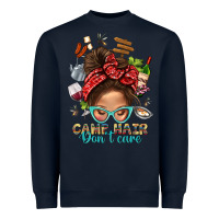 Navy Camp Hair Dont Care Messy Bun Bbs Heavyweight Sweatshirt - BundleAndBundleShop