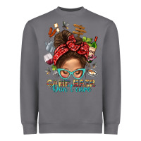 Storm Camp Hair Dont Care Messy Bun Bbs Heavyweight Sweatshirt - BundleAndBundleShop