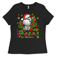 Black i want a hippopotamus for christmas Ladies Tee - AdoDesignShop