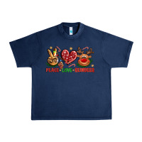 Navy peace love reindeer christmas Urban Heavy Tee - NancyCooperArtShop