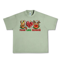 Oil Green peace love reindeer christmas Urban Heavy Tee - NancyCooperArtShop