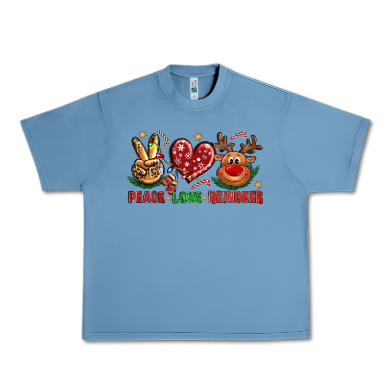 Peace Love Reindeer Christmas Urban Heavy Tee by NancyCooperArtShop | Teevron