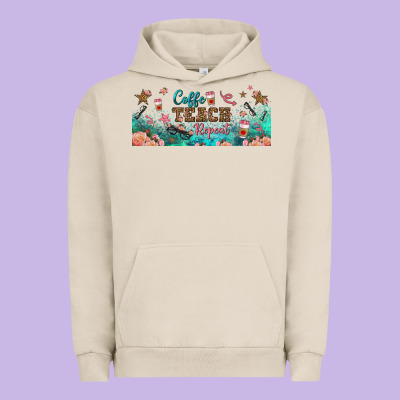 Coffe Teach Repeat Libbey Glass Urban Hoodie Designed By Bundleandbundleshop