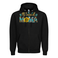 Black Western Blessed Mama with Leopard and Sunflower Zipper Hoodie - texasbilliewilder
