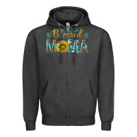 Charcoal Heather Western Blessed Mama with Leopard and Sunflower Zipper Hoodie - texasbilliewilder