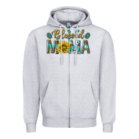 Heather Grey Western Blessed Mama with Leopard and Sunflower Zipper Hoodie - texasbilliewilder