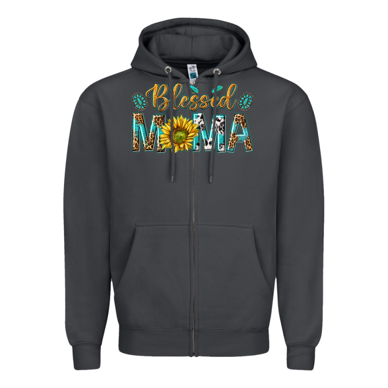 Western Blessed Mama With Leopard And Sunflower Zipper Hoodie by texasbilliewilder | Teevron