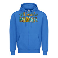 True Royal Western Blessed Mama with Leopard and Sunflower Zipper Hoodie - texasbilliewilder