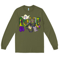 Army Green Mardi Gras Love Nurse Long Sleeve Tee - BundleAndBundleShop