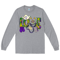 Heather Grey Mardi Gras Love Nurse Long Sleeve Tee - BundleAndBundleShop