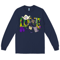 Navy Mardi Gras Love Nurse Long Sleeve Tee - BundleAndBundleShop