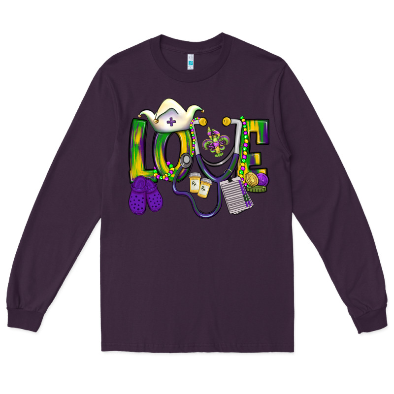 Mardi Gras Love Nurse Long Sleeve Tee by BundleAndBundleShop | Teevron