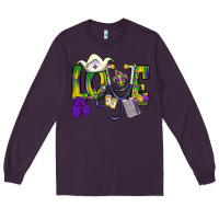 Plum Mardi Gras Love Nurse Long Sleeve Tee - BundleAndBundleShop