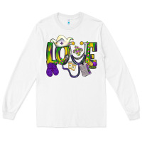 White Mardi Gras Love Nurse Long Sleeve Tee - BundleAndBundleShop