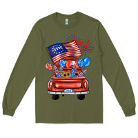 Army Green farm truck,america flag Long Sleeve Tee - JahusDesignShop