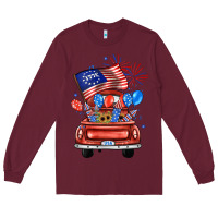 Burgundy farm truck,america flag Long Sleeve Tee - JahusDesignShop
