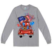 Heather Grey farm truck,america flag Long Sleeve Tee - JahusDesignShop