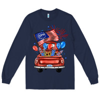 Navy farm truck,america flag Long Sleeve Tee - JahusDesignShop