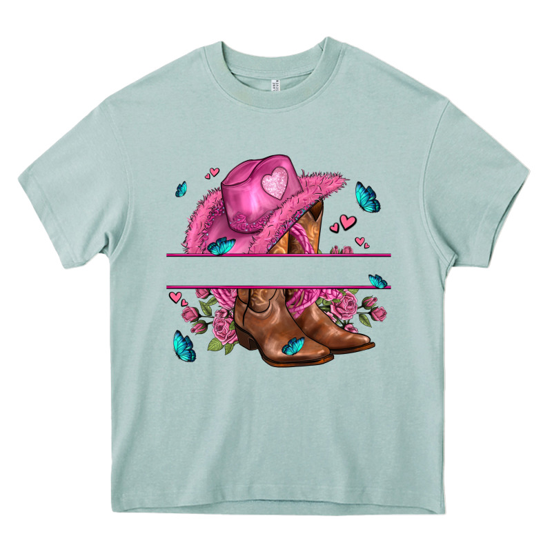 Pink Cowgirl Hat And Roses Heavy Core Tee by AdoDesignShop | Teevron