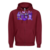 Burgundy Cancer coffee cups purple ribbon Zipper Hoodie - NancyCooperArtShop