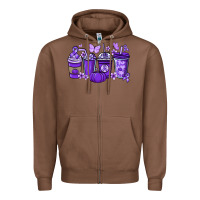 Chestnut Cancer coffee cups purple ribbon Zipper Hoodie - NancyCooperArtShop