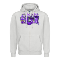 Dove Grey Cancer coffee cups purple ribbon Zipper Hoodie - NancyCooperArtShop