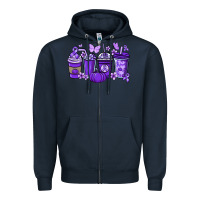 Navy Cancer coffee cups purple ribbon Zipper Hoodie - NancyCooperArtShop