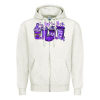 Oatmeal Heather Cancer coffee cups purple ribbon Zipper Hoodie - NancyCooperArtShop
