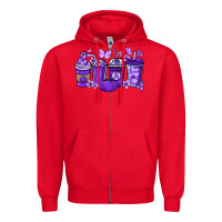 Red Cancer coffee cups purple ribbon Zipper Hoodie - NancyCooperArtShop